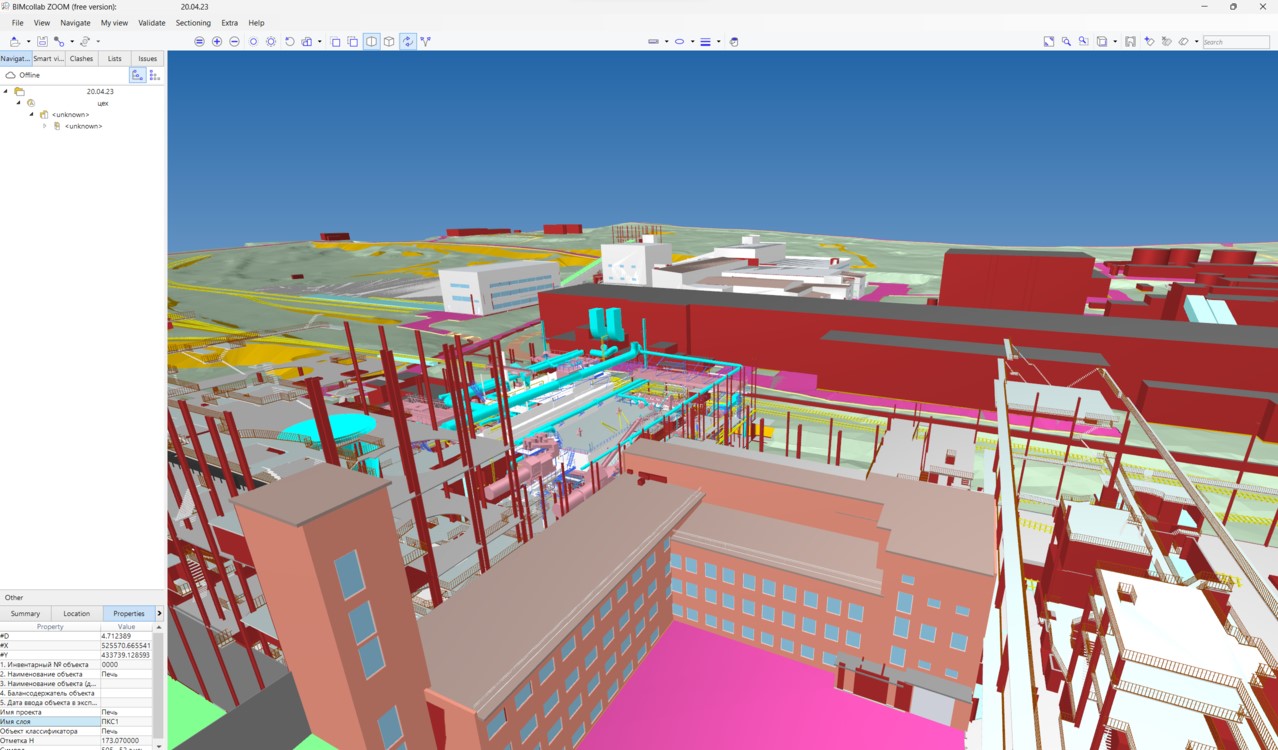 Изображение BIM(ТИМ) модели зданий и сооружений территории